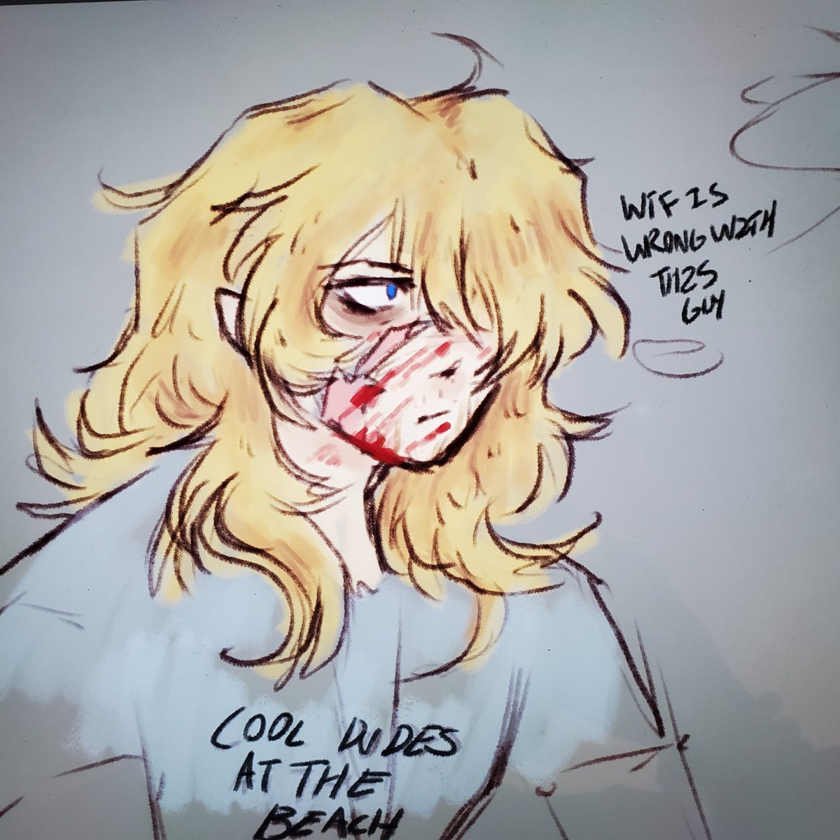 Found this old doodle from when I listened to the Miami arc for the first time. Still don't know what's wrong with this guy.