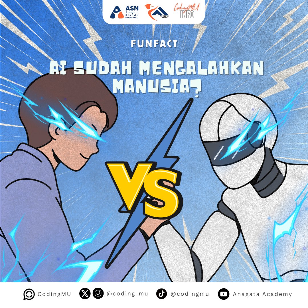coding_mu's tweet image. Manusia kalah sama robot?! 🤖

Pernah dengar AI ngalahin juara dunia? 🤔

Bukan film sci-fi, ini beneran kejadian! 🤯

Slide dulu deh biar nggak kepo ✨

#AnagataAcademy #ASN #CodingMU #funfact #trivia #coding #ai #fakta #unik #artifisial #catur #korea #go #edukasi #belajar