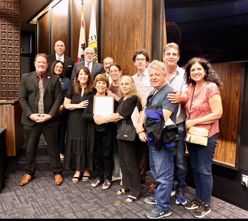 The City Council Adjourned the meeting last night in honor and memory of Onorato “Sam” Agrusa, the Founder of GONDOLA PIZZA who recently passed away. The entire family came to the meeting and council presented a Certificate of Adjournment to his wife Josephine and family.