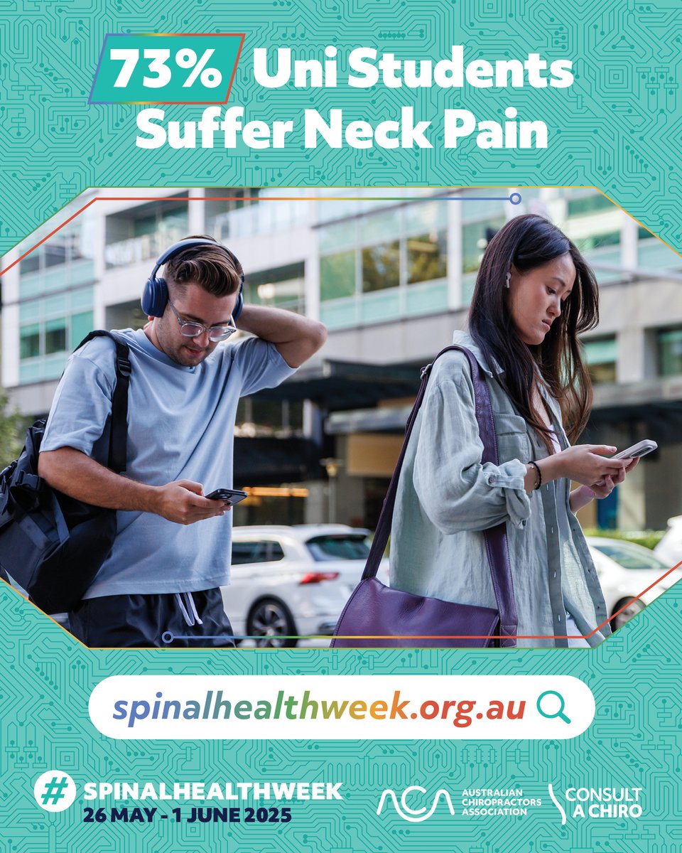 #University students are at greater risk of #NeckPain, specifically #TechNeck. Research shows 73% of students experience neck pain, with 40% saying it impacts their productivity.

👉Join the #SpinalHealthWeek Movement &amp; get the #HeadsUpOnTechNeck  SpinalHealthWeek.org.au
