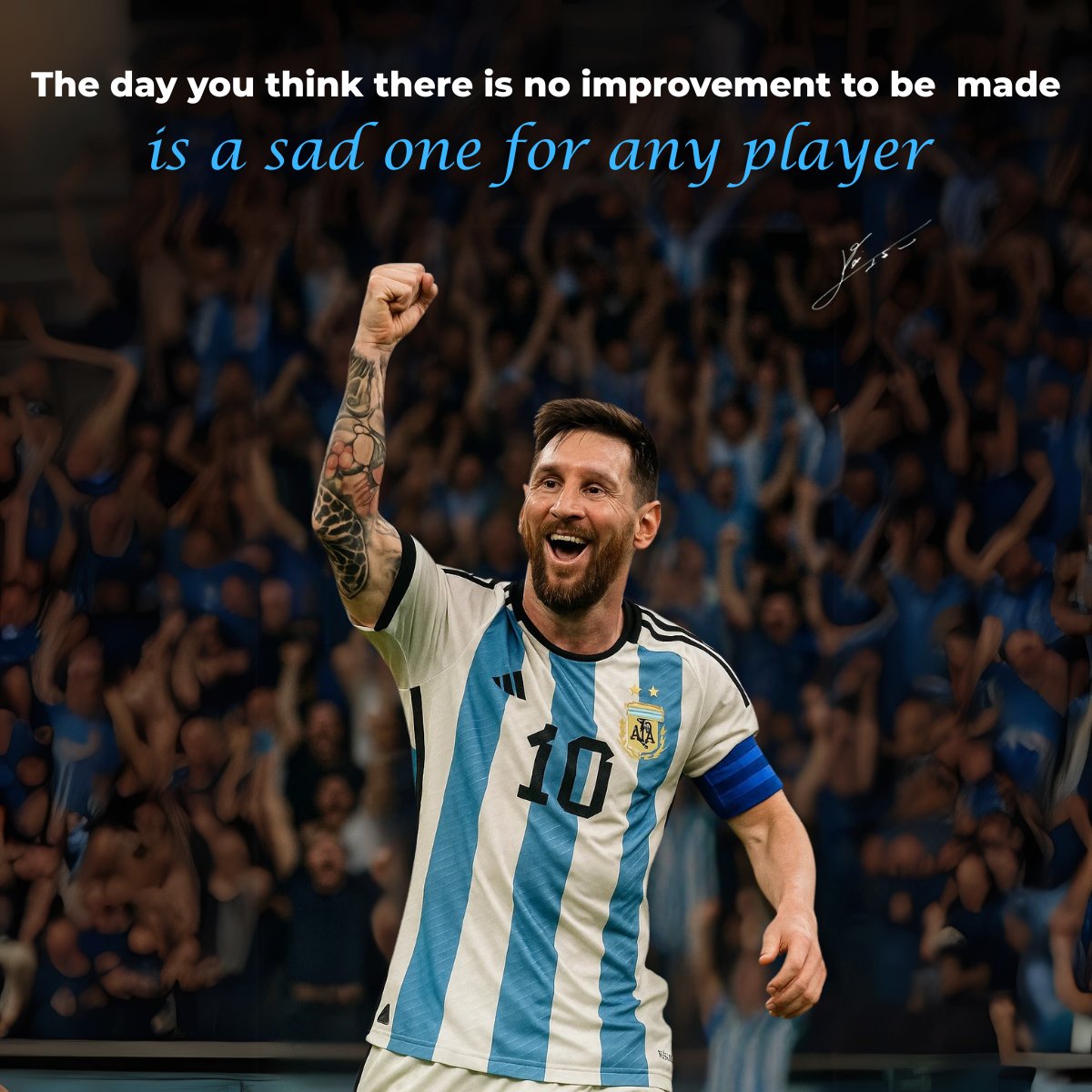 DesignerSachdev's tweet photo. 🌅 Mastery is never final. Even at the top, Messi trains like he’s still climbing. This serene photo of him refining his skills alone reflects what true greatness looks like—humility, repetition, and hunger. No audience. 

#motivation #quotes #quoteoftheday #lionelmessi https://t.co/gn79KvSn46