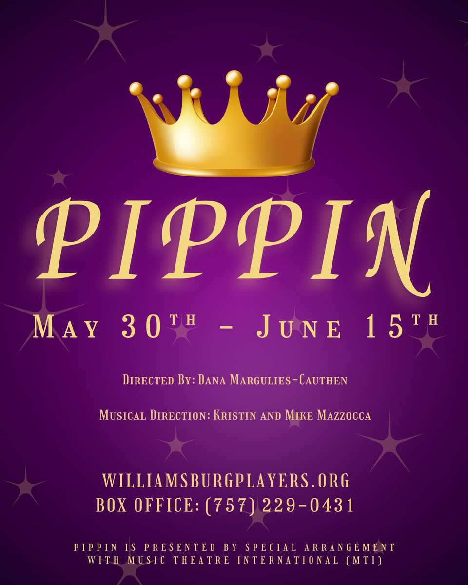 Pippin Opens Friday!
Embark on a dazzling journey of self-discovery as Pippin takes center stage at Williamsburg Players from May 30 to June 15, 2025.
This Tony Award-winning musicalfollows a young prince's quest for meaning and fulfillment in life. 
williamsburgfamilies.com/williamsburg-p…