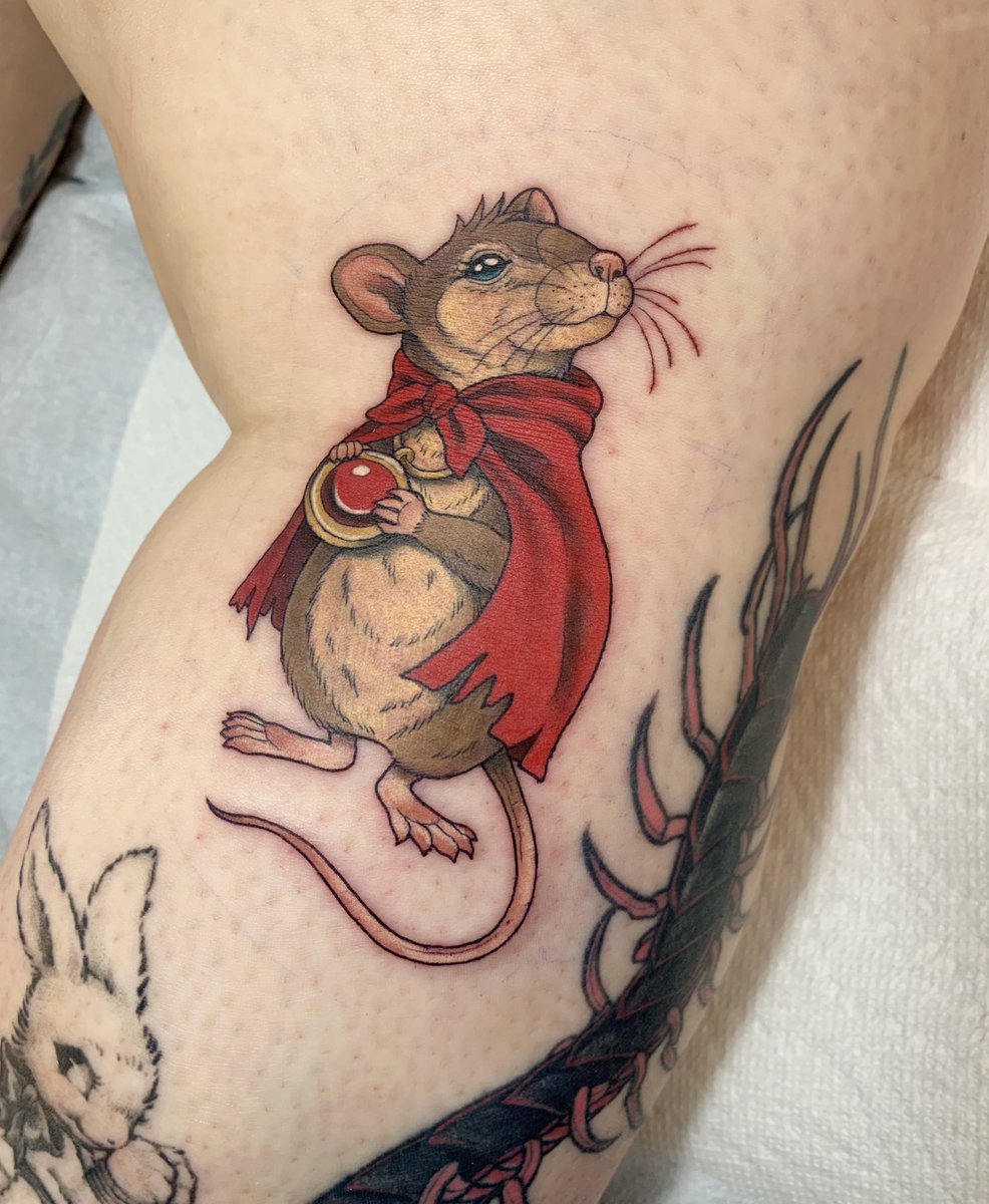 got mrs brisby tattooed today!! 🐭 i love her so much…. 

by elven.hands on insta