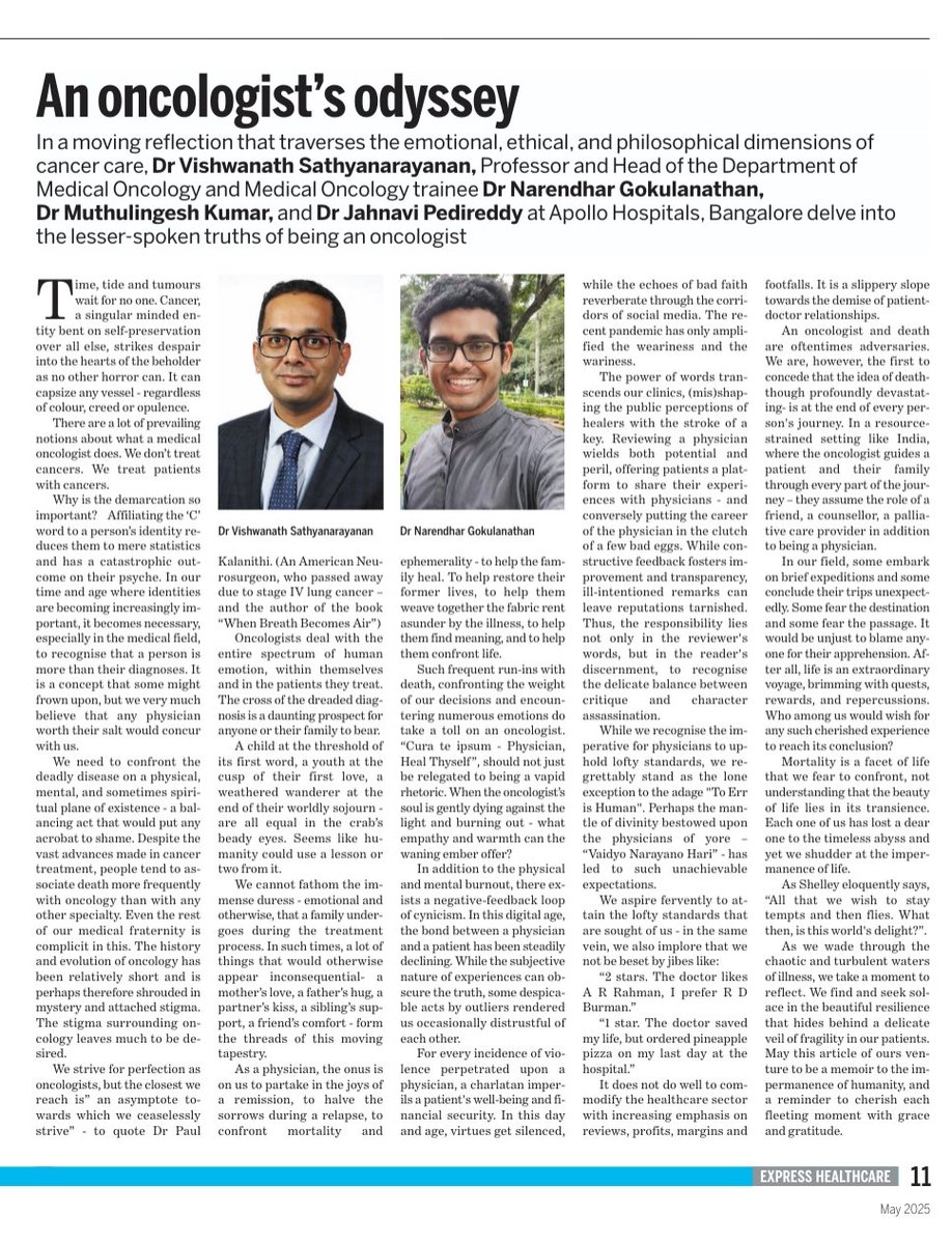 Dr. Foxpaws Fauxpas (@foxpaws_onco) on Twitter photo An opinion piece my mentor <a href="/vishsath/">Dr Vishwanath S</a> and i wrote for <a href="/IndianExpress/">The Indian Express</a> Healthcare.
A lot of introspection and a lot more gratitude while writing this piece :)
<a href="/SirohiBhawna/">bhawna sirohi</a> <a href="/medoncodoc/">Goutham Sunny</a> <a href="/drmpk91/">Praveen Kumar Marimuthu</a> <a href="/jtgeorgy/">Josh Thomas Georgy</a> <a href="/nihanthy/">Nihanthy Sreenath</a> <a href="/sujithonco/">Sujith</a> <a href="/marklewismd/">Mark Lewis, MD, FASCO</a> An opinion piece my mentor <a href="/vishsath/">Dr Vishwanath S</a> and i wrote for <a href="/IndianExpress/">The Indian Express</a> Healthcare.
A lot of introspection and a lot more gratitude while writing this piece :)
<a href="/SirohiBhawna/">bhawna sirohi</a> <a href="/medoncodoc/">Goutham Sunny</a> <a href="/drmpk91/">Praveen Kumar Marimuthu</a> <a href="/jtgeorgy/">Josh Thomas Georgy</a> <a href="/nihanthy/">Nihanthy Sreenath</a> <a href="/sujithonco/">Sujith</a> <a href="/marklewismd/">Mark Lewis, MD, FASCO</a>