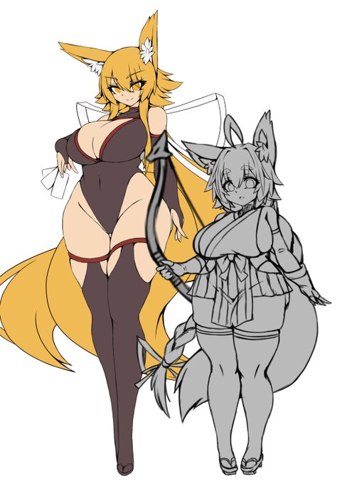 ヨーコさんと緑狐ちゃんの身長差です 