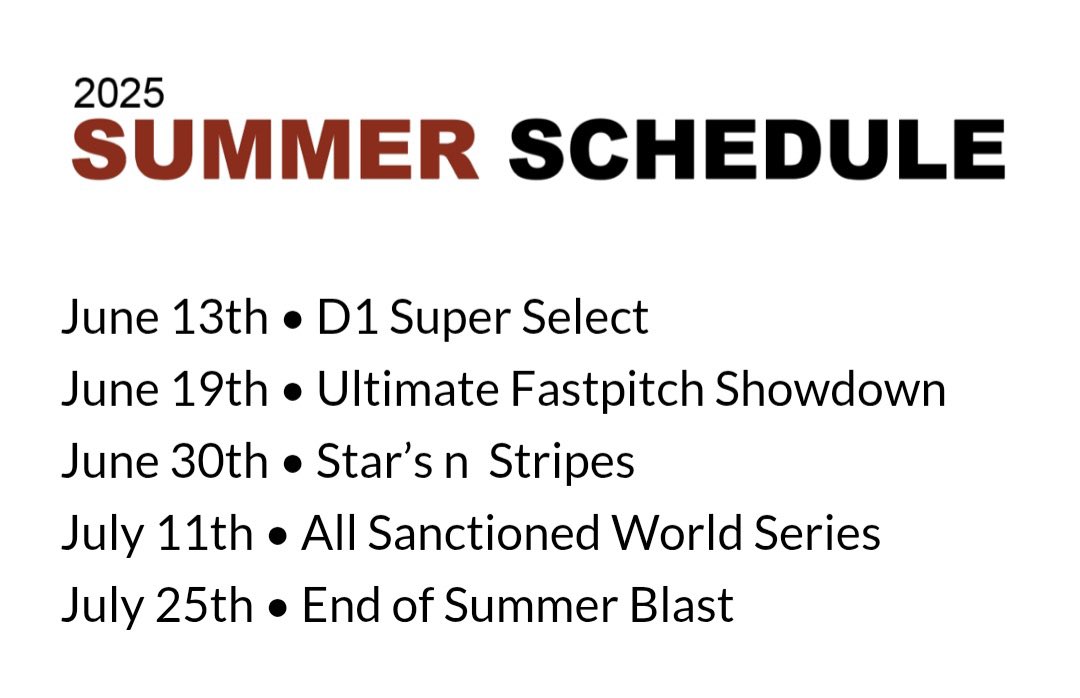 Travel season is right around the corner. See below for my summer tournament lineup!
