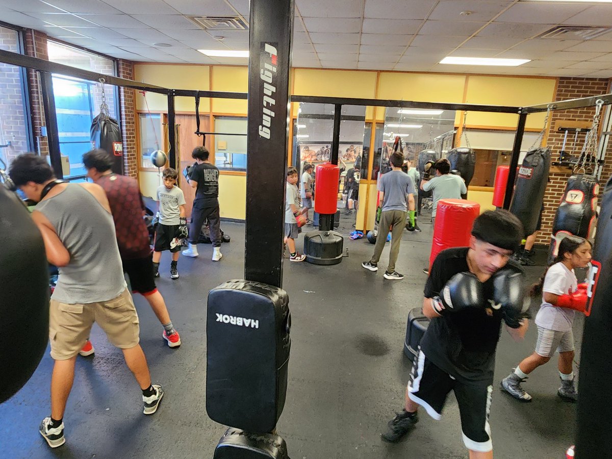 Today at #JanieCTurnerRec, the kids started with a workout in the ring and ended with rounds on the heavy bags.