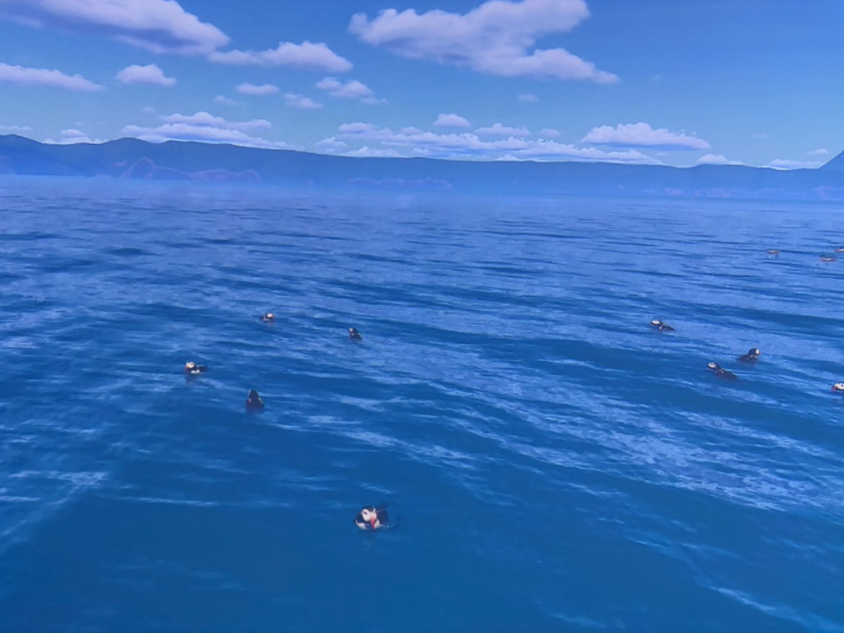 ～イマーシブ・シアター～
アルバだよ～ひろ～い海をぷかぷか浮かんでいる鳥たちがたくさんいるね！
これは #北方領土 に暮らしている「エトピリカ」っていう鳥で、アルバのお友だち #エリカちゃん の仲間なんだ。
アイヌの言葉で「エト」はくちばし、「ピリカ」は美しいっていう意味があるんだよ！