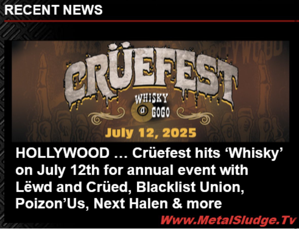 StevieTuff's tweet photo. Crüefest @ ‘Whisky’ July 12th  w/ Lëwd &amp; Crüed, Blacklist Union, Poizon’Us, Next Halen &amp; more 
#cruefest #motleycrue #lewdandcrued #blacklistunion #poizonus #nexthalen #deadgroove #blackvalentine #jjsavage #lastory #vinylcats #erikhatchett #metalsludge 
https://t.co/UgkDHbJ3SM https://t.co/shgywXtnWn
