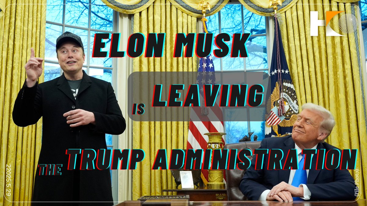HKeye_'s tweet image. Elon Musk is leaving his government role as a top adviser to President Donald Trump.
#HKeye #ElonMusk  #Musk  #SpaceX  #DonaldTrump  #DOGE #DOGEGOV