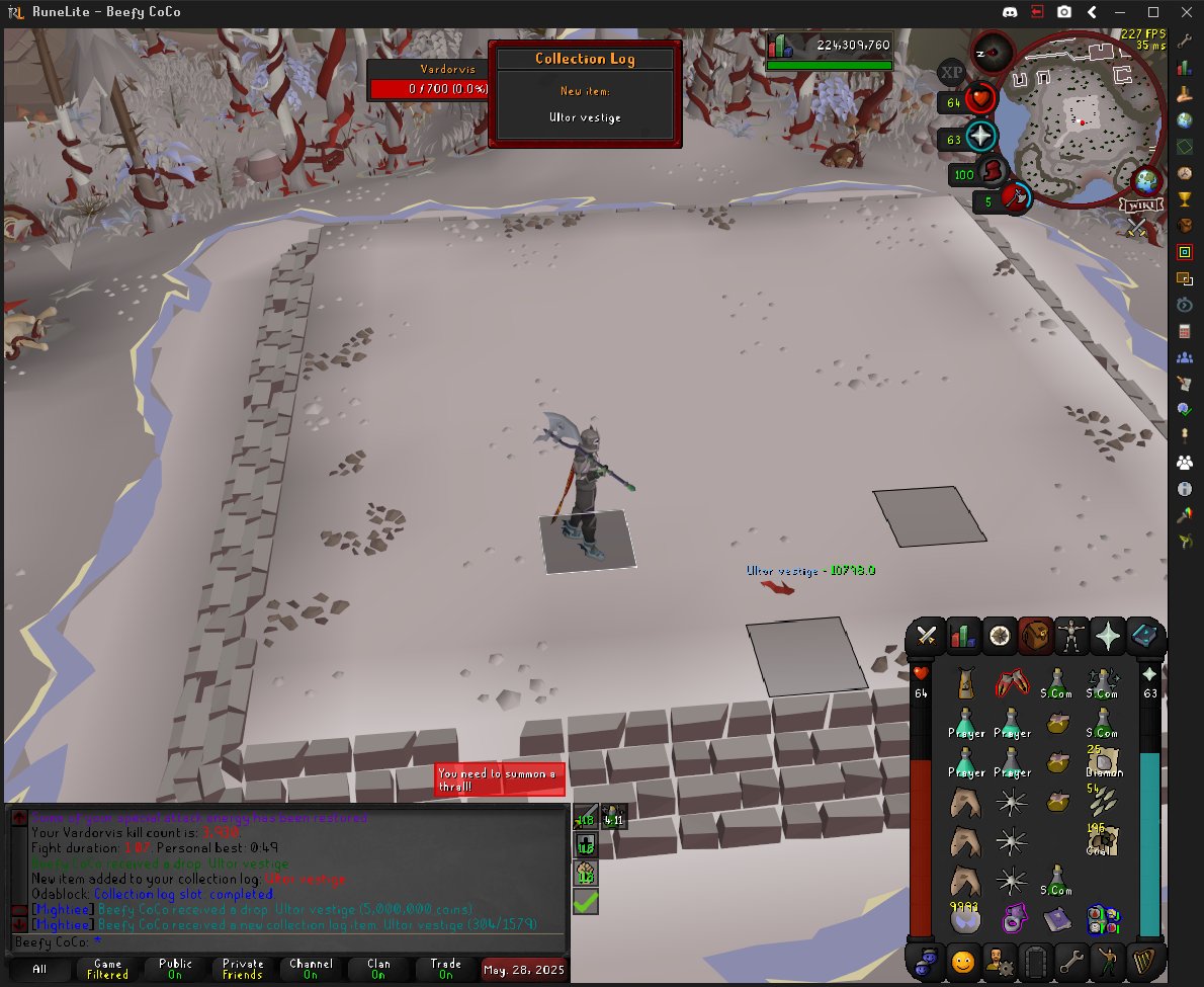 CoBeefy's tweet photo. IT FINALLY FUCKING HAPPENED!!!!! 3930KC!!! @itzMightiee #osrs #vardorvis #ultor https://t.co/fOyEbbtuQe