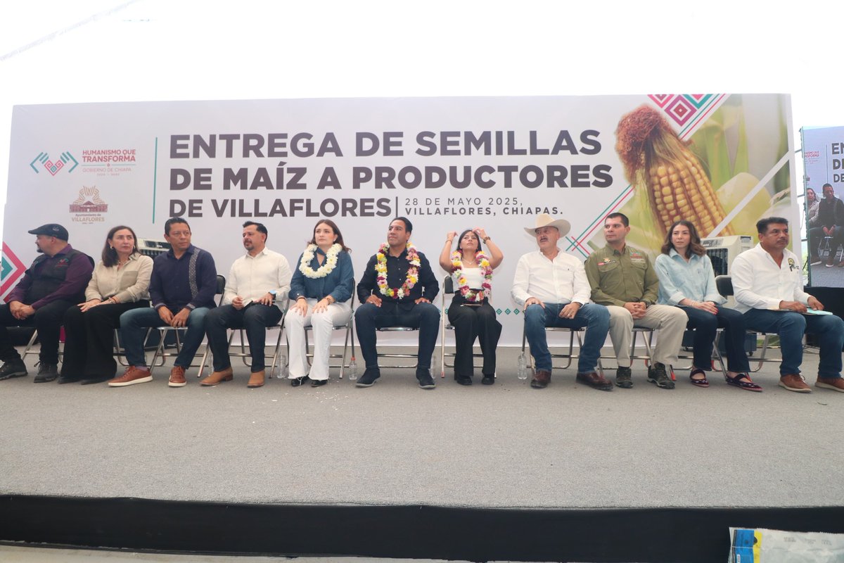 En gira de trabajo por Villaflores, acompañé al gobernador Eduardo Ramírez Aguilar y fui testigo e invitado a la entrega -por parte del Ayuntamiento- de 15 mil bolsas de semilla híbrida de maíz. facebook.com/SagypChiapas/p…