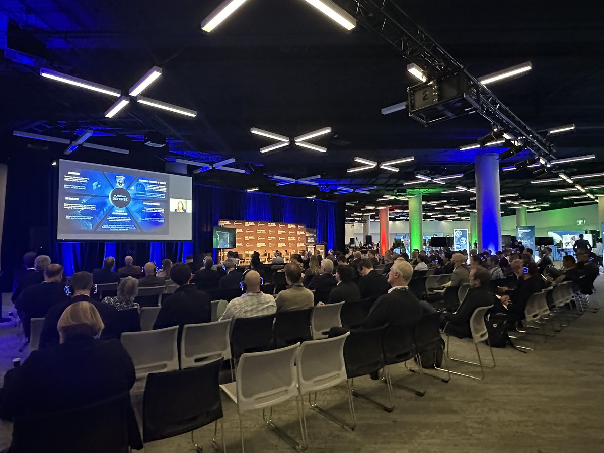 ac_charania's tweet photo. Good second day yesterday in Sydney at Australian Space Summit and Exhibition 2025 #AusSpace, virtual talk from @NASA Planetary Defense Officer Kelly Fast giving an update on the search for potentially hazardous objects and the work in Australia to support the search https://t.co/shl41a7pO6