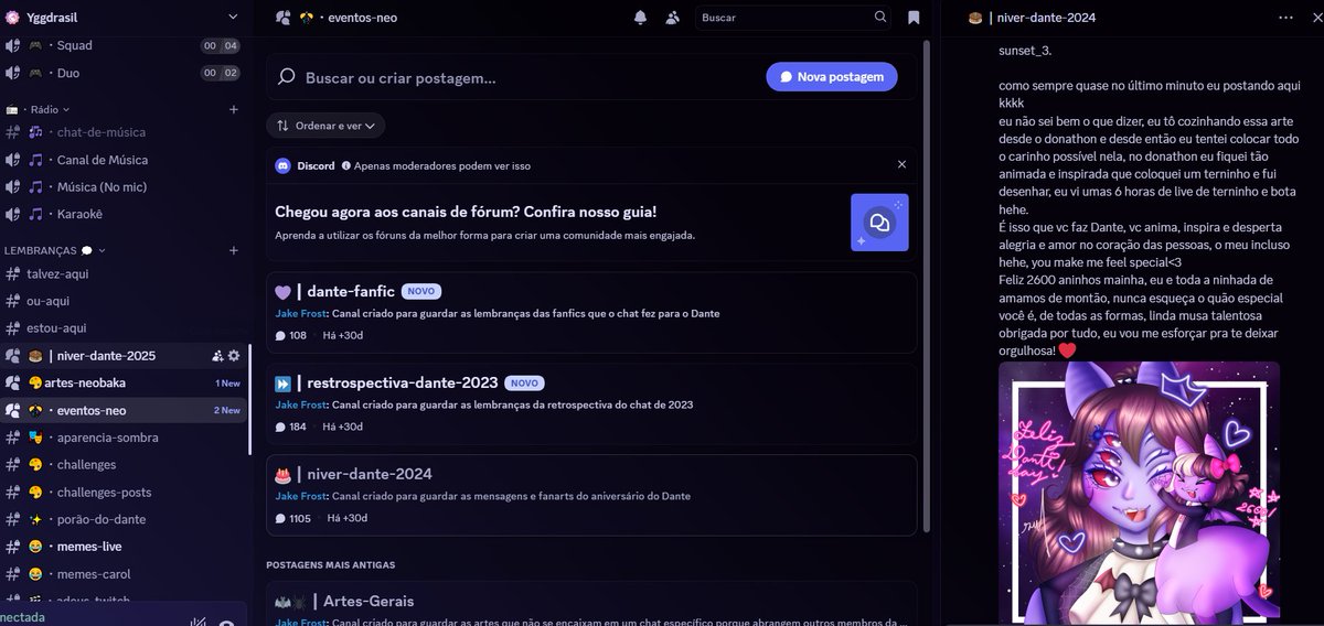 thedantewill's tweet photo. @sunsetsinha Gostaria que vocês soubessem que a moderação vem trabalhado nos ultimos meses para fazer um backup de todas as mensagens e artes postadas no servidor da Neobaka, tudo está arquivado no servidor Yggdrasil agora

É o meu tesouro e eu não deixaria ele se perder assim https://t.co/lg6ibHsoWB