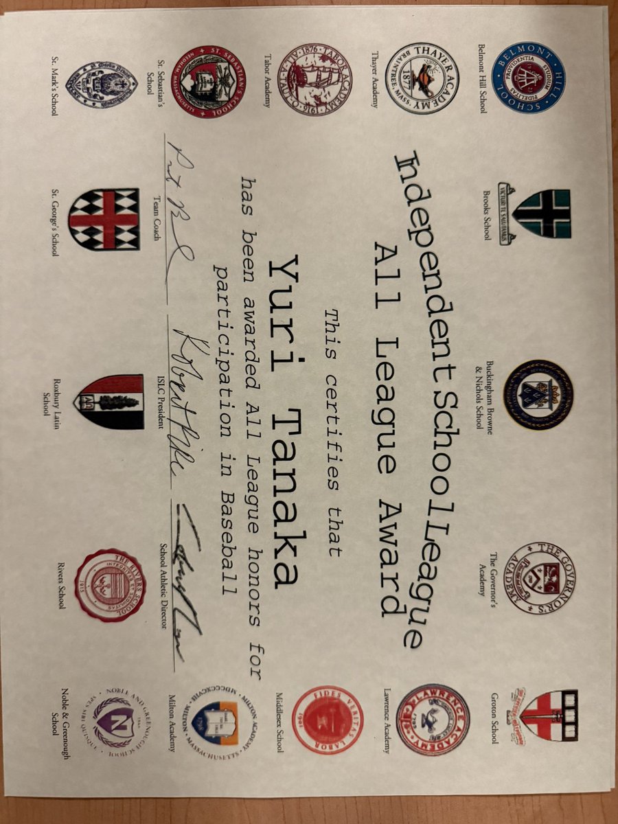 yuritanaka26's tweet photo. Thank you to all my teammates and coaches who allowed me to grow as an individual and a baseball player. I am blessed to receive some awards and I have also been nominated for captain next year.
All-ISL
All-NEPSAC Honorable Mention
Team MVP
@kbarnaby https://t.co/2ywmW8hDpq