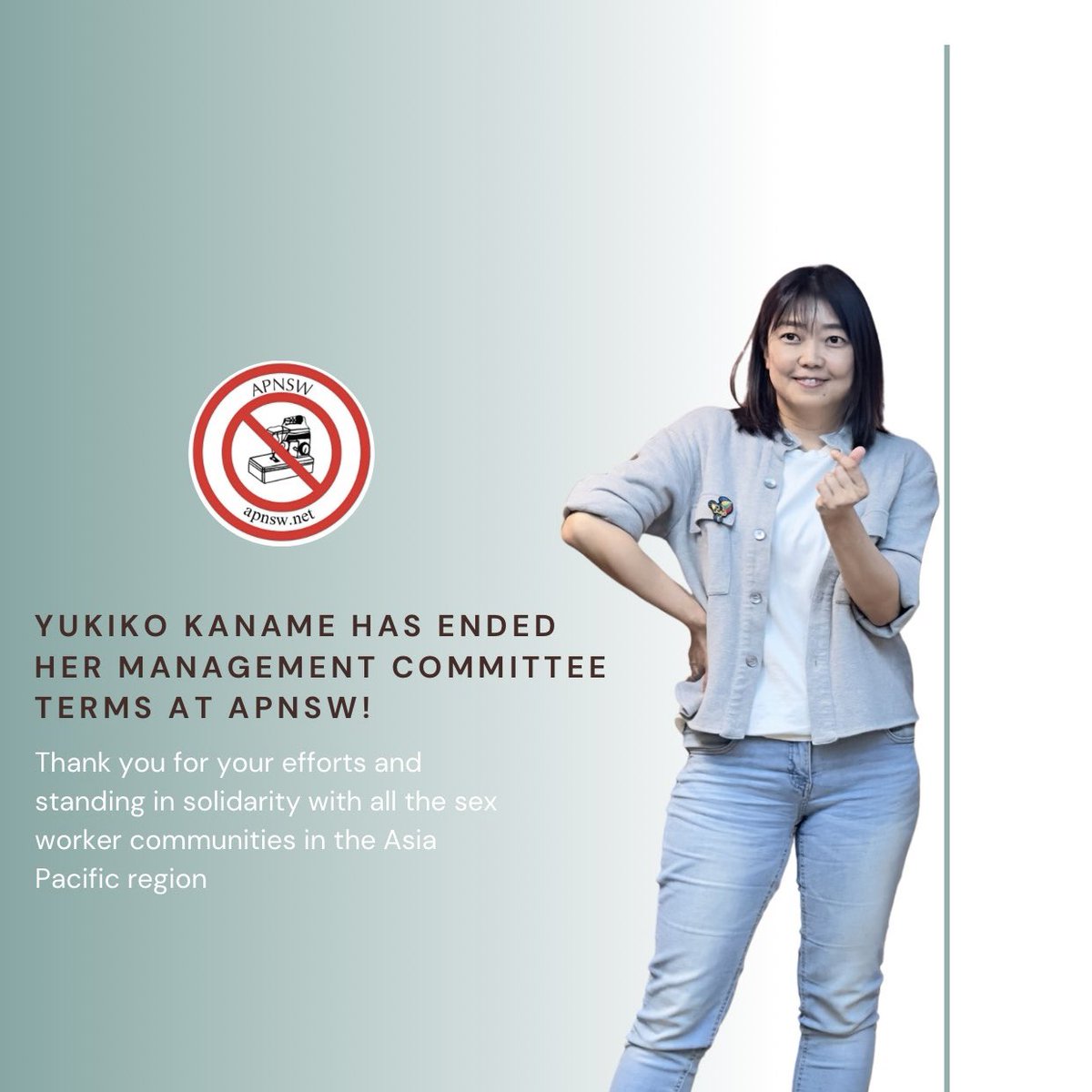 apnsw's tweet image. Yukiko Kaname has completed her term on the APNSW Management Committee.
We are deeply grateful for her leadership.
Thank you for standing in solidarity with sex workers in Asia Pacific.
Your voice made a difference.
Your impact stays with us. 💜
#apnsw