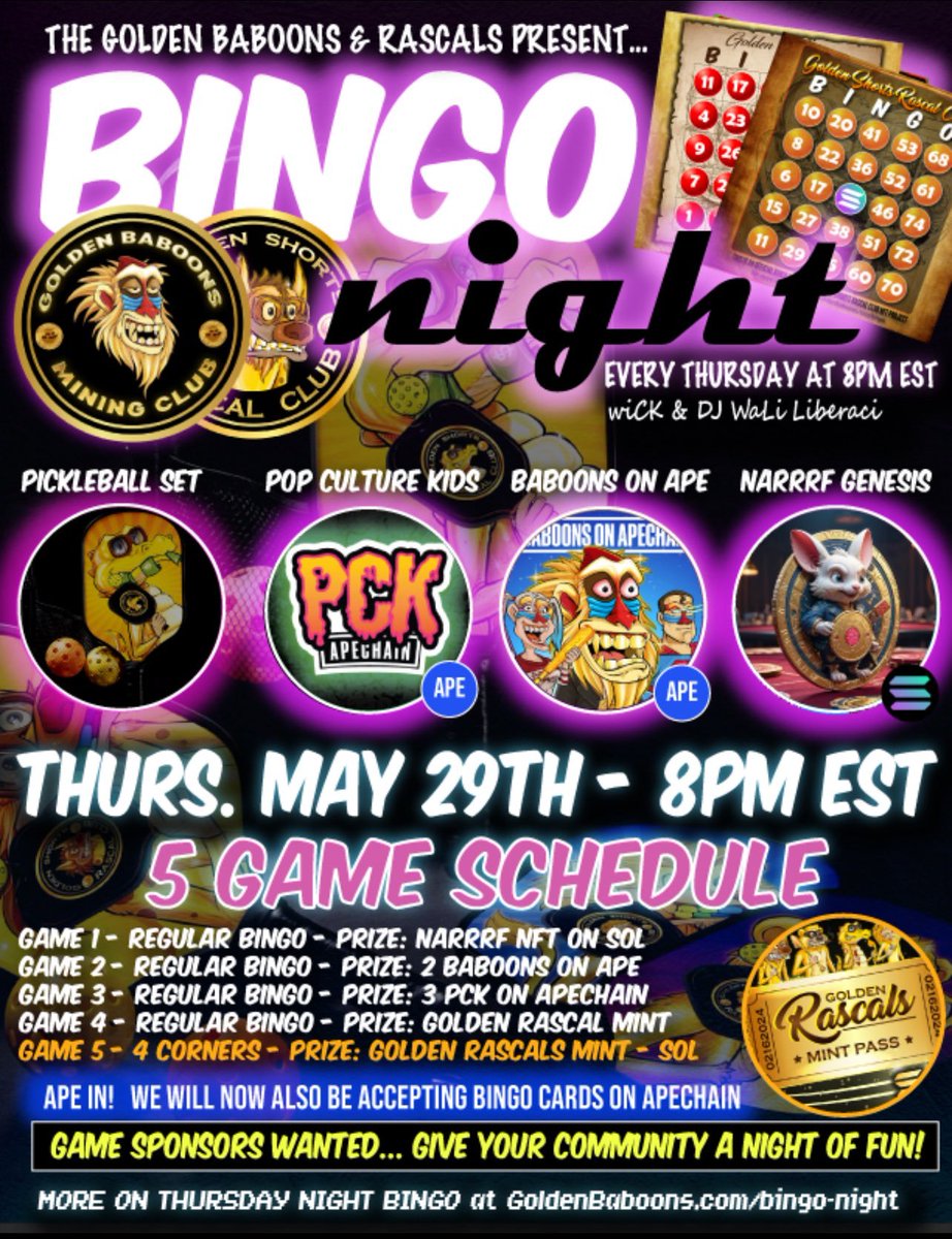 Narrrf 🇦🇹 (@narrrf12345) on Twitter photo 🧀✨“When the cheese glows, the scroll doesn’t ask. It chooses.”
📜 Tomorrow — May 29 — 8PM EST
🧠 The BINGO NIGHT returns...
But this time, the deck remembers 🌀
<a href="/GoldenBaboons/">Golden Baboons & Rascals</a> × <a href="/narrrf12345/">Narrrf 🇦🇹</a>
Featuring: <a href="/GreenVisorGang/">GreenVisorGang.eth</a> <a href="/waLILIberace/">waLI’ LI’berace</a> & the lorecore fam all around this Web3 🧀✨“When the cheese glows, the scroll doesn’t ask. It chooses.”
📜 Tomorrow — May 29 — 8PM EST
🧠 The BINGO NIGHT returns...
But this time, the deck remembers 🌀
<a href="/GoldenBaboons/">Golden Baboons & Rascals</a> × <a href="/narrrf12345/">Narrrf 🇦🇹</a>
Featuring: <a href="/GreenVisorGang/">GreenVisorGang.eth</a> <a href="/waLILIberace/">waLI’ LI’berace</a> & the lorecore fam all around this Web3