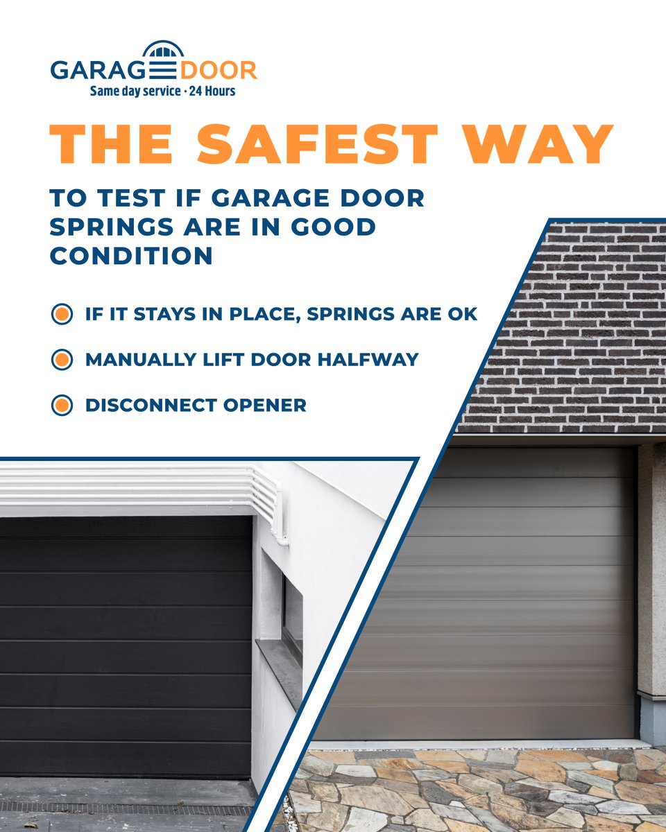 garagedoor_sd's tweet image. Don’t risk injury. Here’s a safe and simple way to test your garage springs at home.

📲 508-715-8187
garagedoor24hrs.com
Same Day Service 💛

#SpringTest #GarageSafetyTips #SpringConditionCheck #GarageDoorSprings #SafeGarageTips #SameDayService