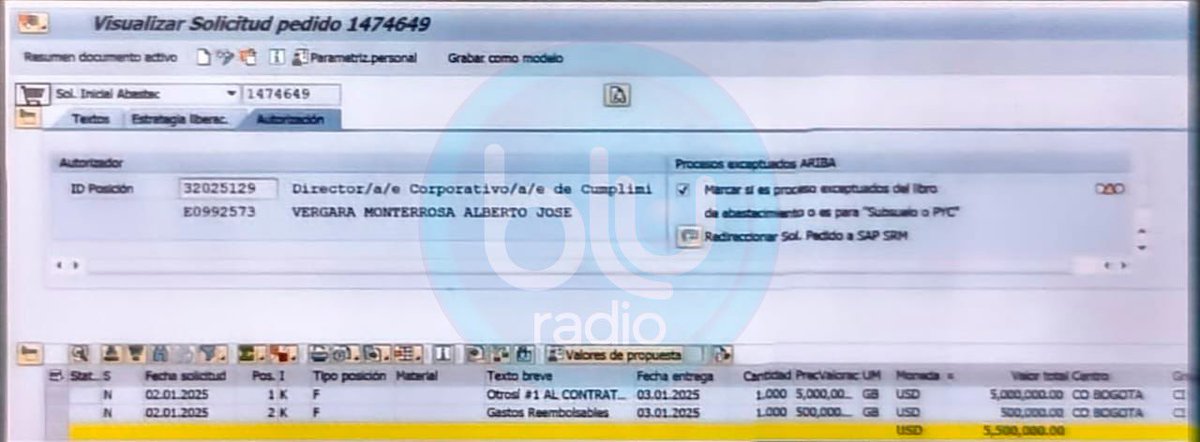 ATENCION: Esta es la solicitud de pedido que confirma que el polémico contrato autorizado por la junta directiva de <a href="/ECOPETROL_SA/">Ecopetrol</a> con una firma de abogados estadounidenses para evaluar el impacto de los escándalos de Ricardo Roa para la compañía, costó más de 5 millones y medio