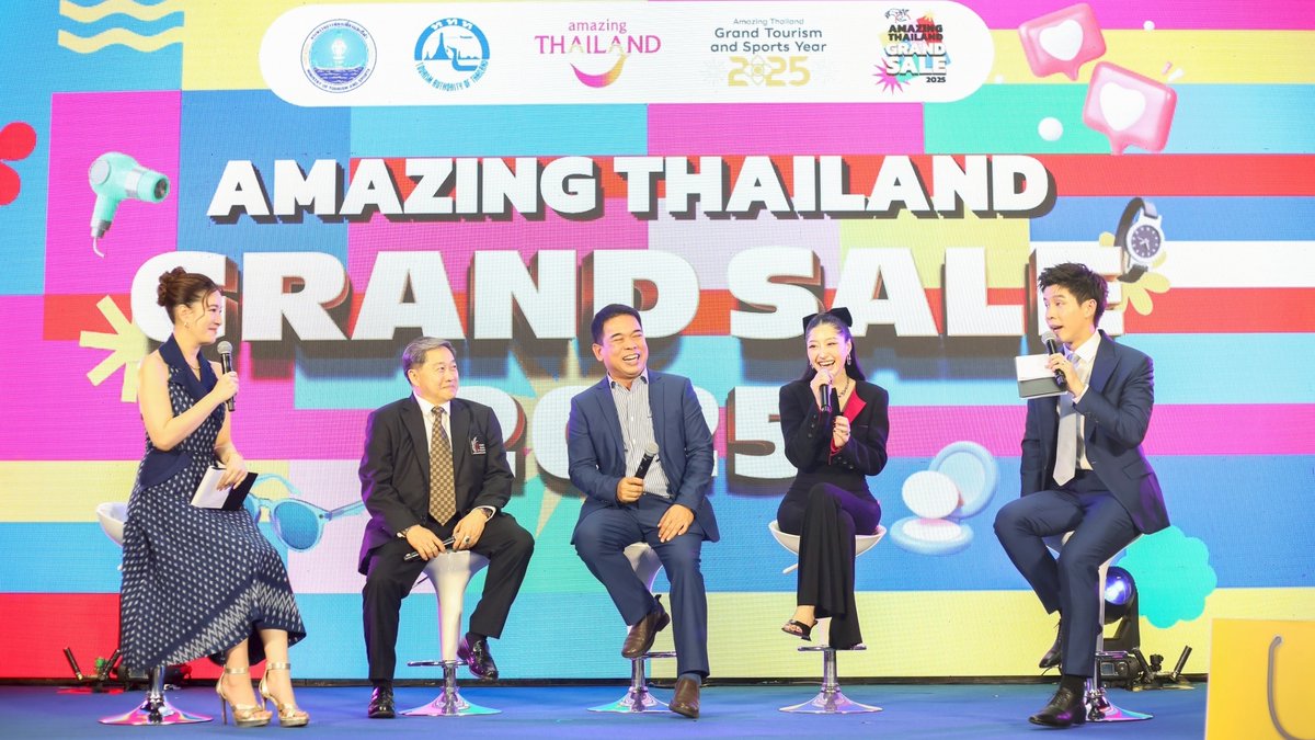 🛍️ The Amazing Thailand Grand Sale 2025 is here! From June–August, enjoy exclusive deals, rewards, and a chance to meet Nunew Chawarin. Spend 2,000 Baht and unlock amazing perks!

👉 PRESS RELEASE: tatnews.org/2025/05/amazin…

#Thailand #TATNews #ThaiTravelNews