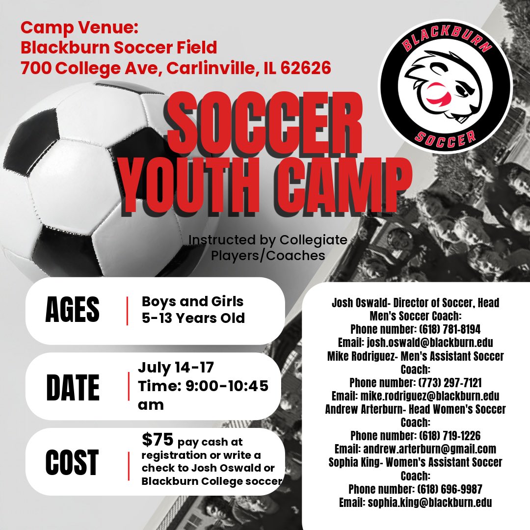 Blackburn College Youth Soccer Camp Flyer and Registration

docs.google.com/forms/d/e/1FAI…