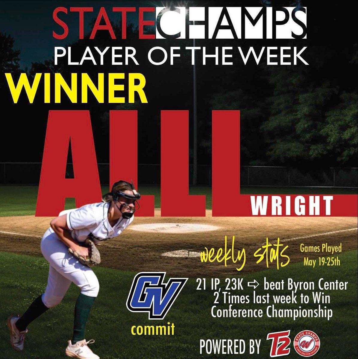 Congrats Alli!  Great week last week for you and the team. 
💚🥎🤍
#JsUP