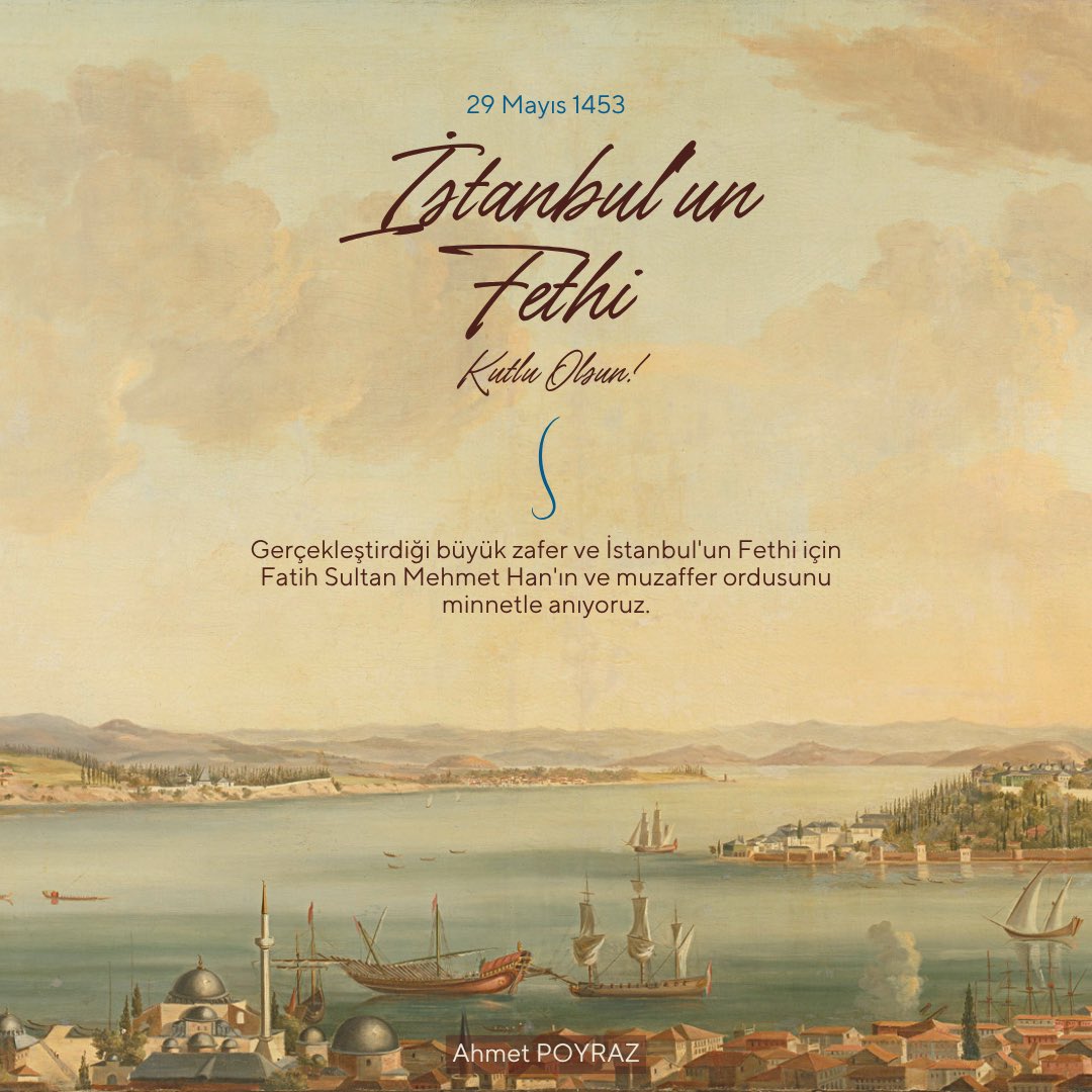 “Ya ben İstanbul’u alırım, ya istanbul beni”

Peygamber Efendimizin müjdesine mazhar olan, büyük komutan Fatih Sultan Mehmet Han’ı ve kahraman ecdadımızı rahmetle anıyoruz.

İstanbul’un Fethi'nin 572. yılı kutlu olsun.🇹🇷