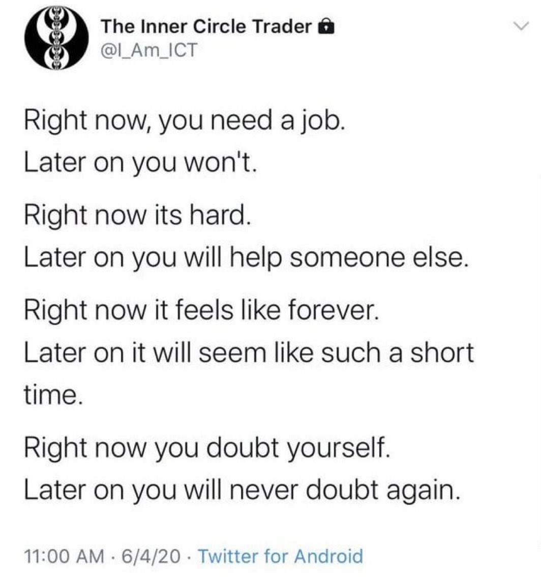 theRogueSnipe98's tweet photo. This was so deep, I needed to see this. This doesn’t just apply to trading. It applies to anything you want to be great at in life.  @I_Am_The_ICT https://t.co/8yuMEy4eSX