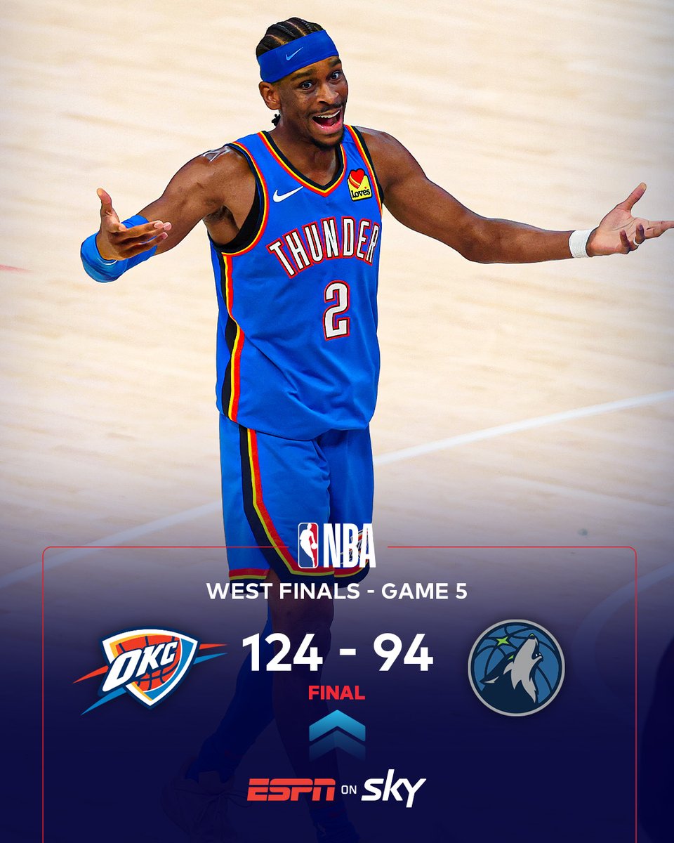 OKC have booked their ticket to the NBA Finals 🎟️ 

Blowing out the Timberwolves on home-court, who will join them in the ultimate dance?

The NBA Finals LIVE with #SkySportNZ
