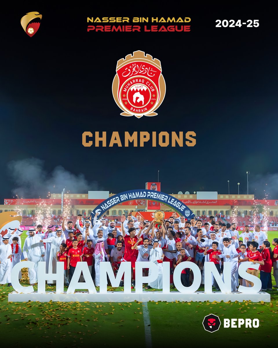 Al-Muharraq SC wins the Bahraini Premier League for the 35th time—ending a 7-year title drought!

<a href="/MuharraqClub/">نادي المحرق البحريني</a> 

Now headed to ACL2, and BEPRO will be there to support their next chapter.

Congrats champs! 🎉

bepro.ai