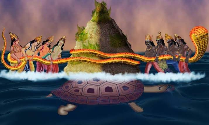 Samudra Manthan is more than just a tale from mythology. It's a mirror of life. A cosmic reminder.🌊⛰️

When the ocean was churned, both nectar (amrit) and poison (halahala) emerged. Just like that, when we churn the depths of our own minds and hearts We won't just find wisdom