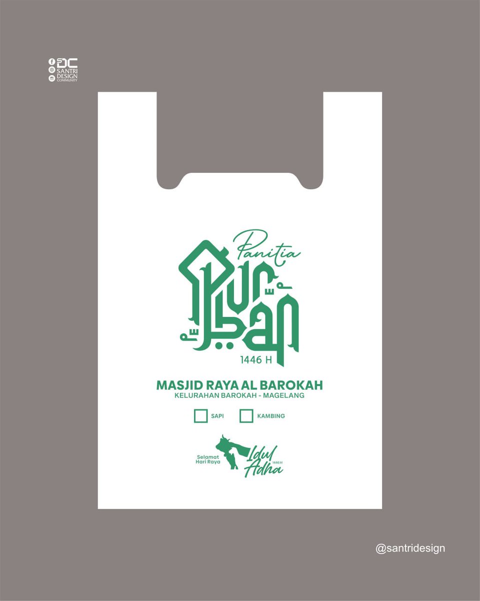 Design Kemasan Kresek Qurban yang kekinian mudah di edit mudah diaplikasikan dengan file, Photoshop, AI, Canva dan Corel Draw

ketik : s.id/KemasanQurban

#iduladha #qurban #santridesign