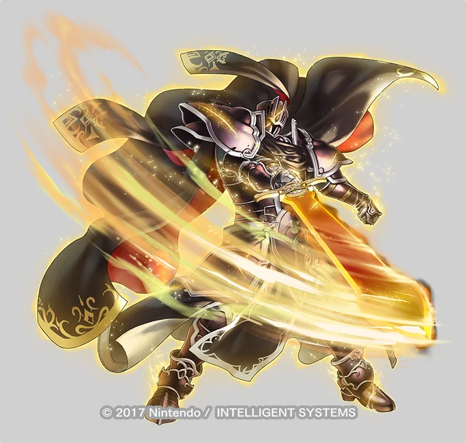 ファイアーエムブレムヒーローズにて伝承英雄「伝説は闇に帰す 漆黒の騎士」を描かせていただきました!5/30 16:00より実装です、よろしくお願いいたしまーす!暁以来かなり久しぶりに描かせて頂いてテンション上がりました～デーデン!デーデン!#FEヒーローズ #ファイアーエムブレム 