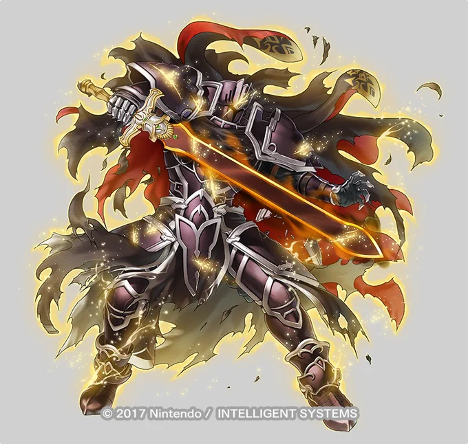 ファイアーエムブレムヒーローズにて伝承英雄「伝説は闇に帰す 漆黒の騎士」を描かせていただきました!5/30 16:00より実装です、よろしくお願いいたしまーす!暁以来かなり久しぶりに描かせて頂いてテンション上がりました～デーデン!デーデン!#FEヒーローズ #ファイアーエムブレム 