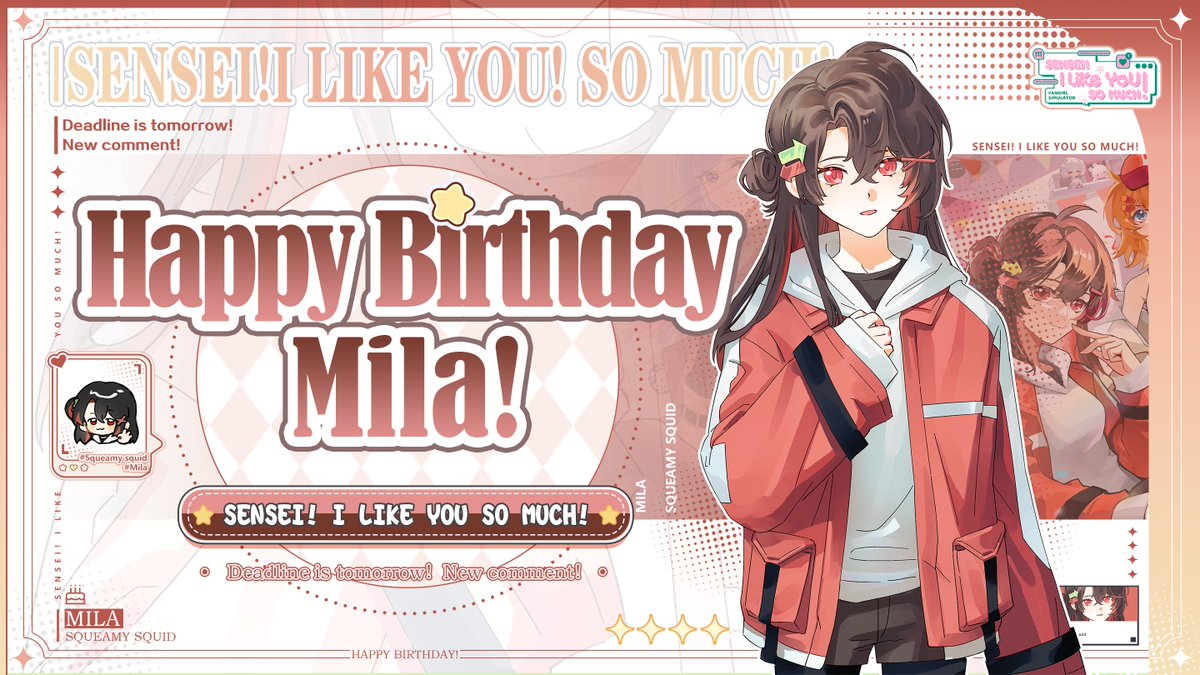 SenseiMuch38988's tweet image. 6.1 Happy birthday to you, world's #1 writer Mila!
Chase your dreams — a happy future with warm friends belongs to you!
Follow, Like & Retweet to win 2 Game Keys at our #giveaway event!
Enjoy #Senseisuki with your friend!
*Results to be released on 9th Jun.
#indiegame #Steam