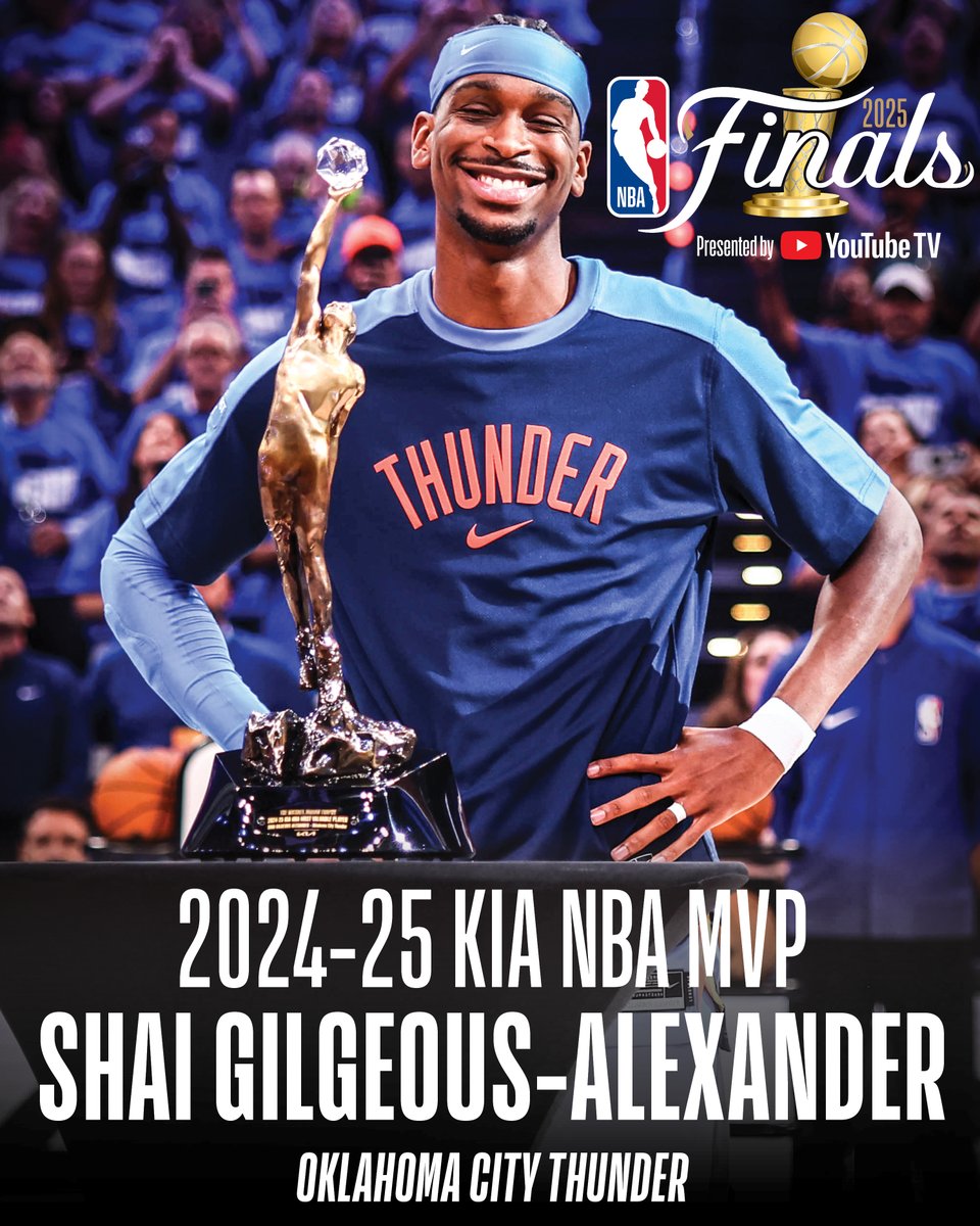 NBA Communications (@nbapr) on Twitter photo Shai Gilgeous-Alexander will be the first player to win the Kia NBA Most Valuable Player Award and play in the NBA Finals presented by <a href="/YouTubeTV/">YouTube TV</a> in the same season since Golden State’s Stephen Curry in 2015-16.
The Finals begin with Game 1 in Oklahoma City on Thursday, June 5 Shai Gilgeous-Alexander will be the first player to win the Kia NBA Most Valuable Player Award and play in the NBA Finals presented by <a href="/YouTubeTV/">YouTube TV</a> in the same season since Golden State’s Stephen Curry in 2015-16.
The Finals begin with Game 1 in Oklahoma City on Thursday, June 5