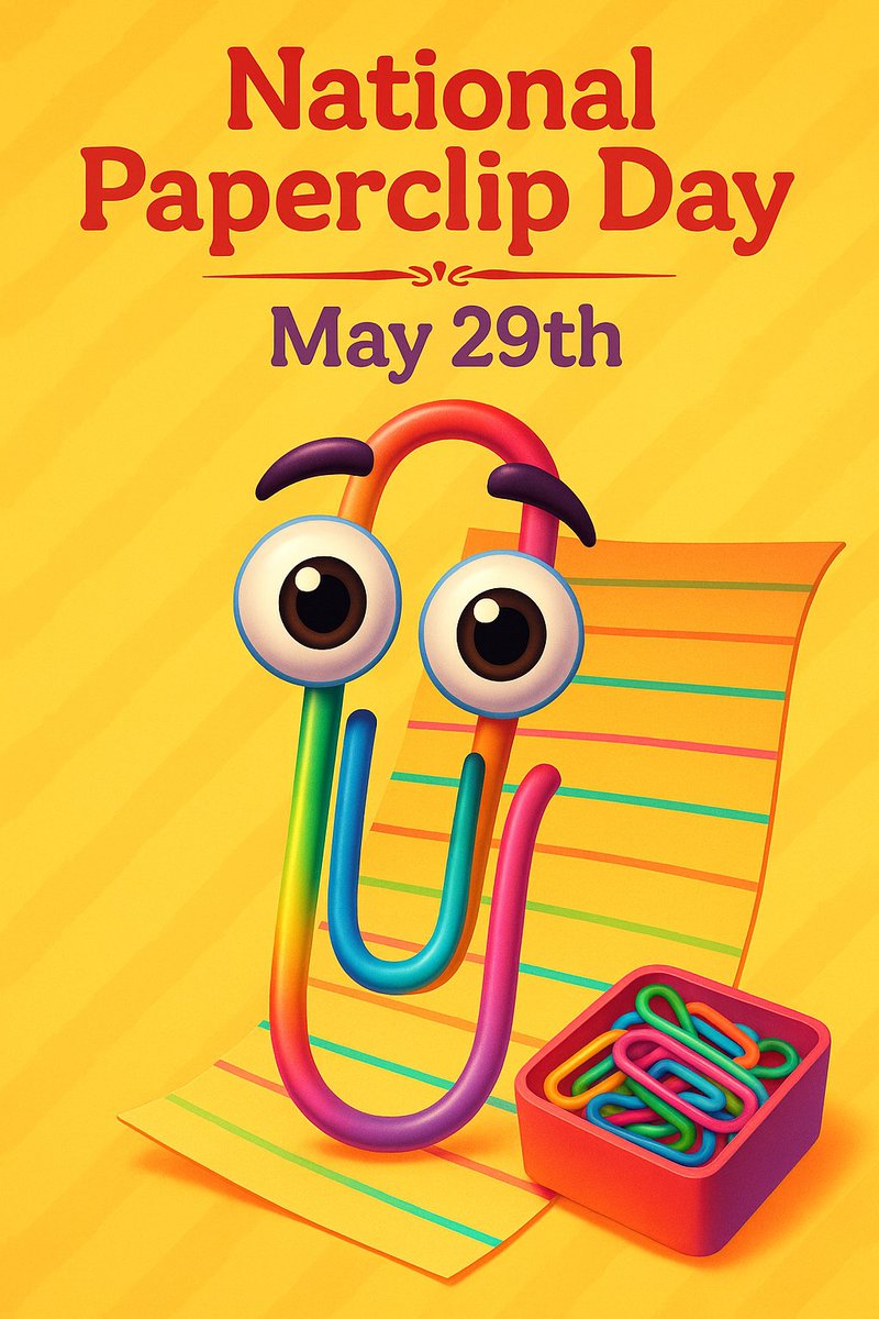 vapee's tweet photo. Paperclip Day วันคลิปหนีบกระดาษ ตรงกับวันที่ 29 พฤษภาคม ของทุกปี เป็นวัตถุชิ้นเล็ก ๆ ที่มีความสำคัญในชีวิตประจำวันมากกว่าที่เราคิด จุดประสงค์ของ Paperclip Day: เพื่อระลึกถึงการประดิษฐ์คลิปหนีบกระดาษ ซึ่งเป็นหนึ่งในเครื่องเขียนที่เรียบง่ายแต่มีประโยชน์มหาศาล https://t.co/FNJ3DLs8vs