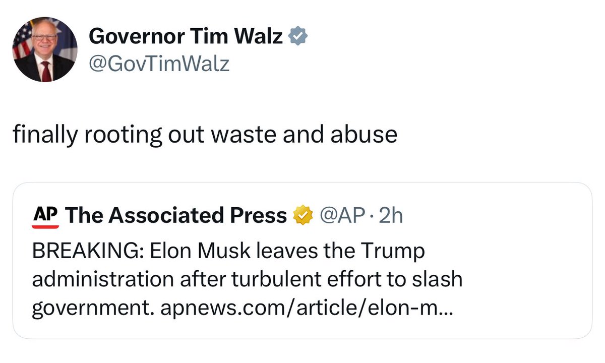 HA! Tim Walz just demolished Elon Musk. Love it.