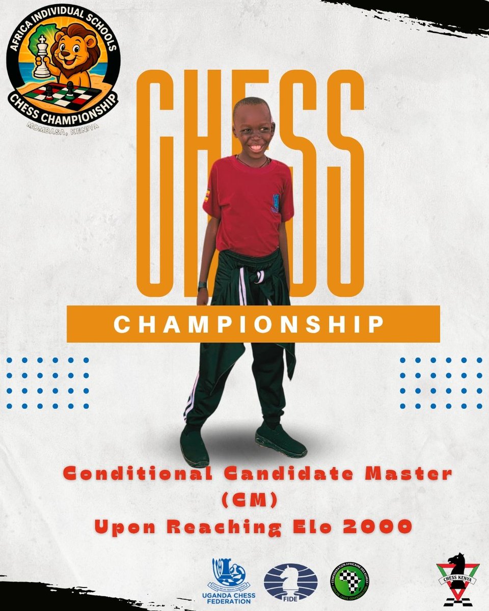 BaniBulletin's tweet image. 🇺🇬 Uganda shines at #AfricanSchools2025 with 6 medals and new conditional FIDE titles earned! 🏆♟️

🥇 Asaba Juliet – U13 Girls Gold

🎖️ Earns Conditional WFM (upon reaching 1900 Elo)
Big leap forward for Uganda's chess queens! 👑

#ChessUganda #Mombasa2025 #YouthInChess