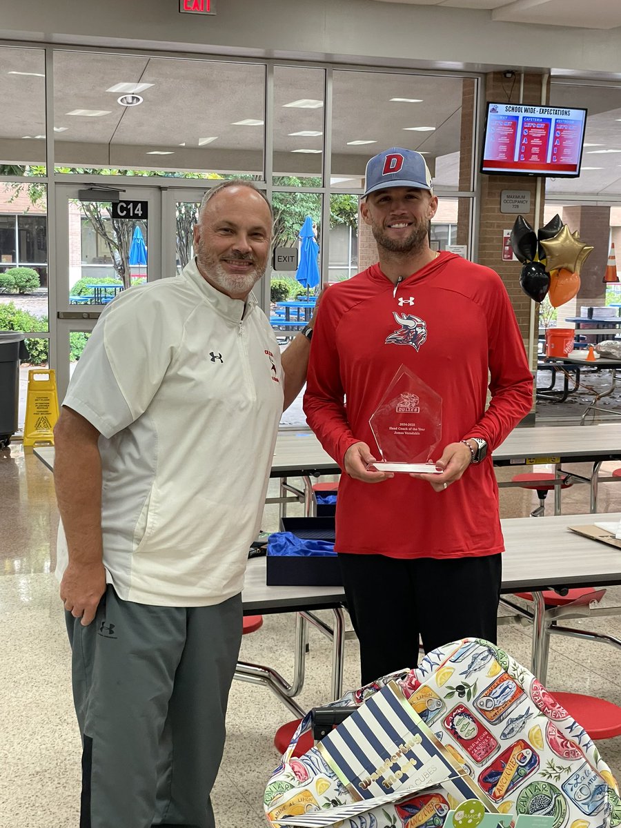 Dulles Athletics (@dhsathletics550) on Twitter photo Congratulations to <a href="/DHS_Vikings/">Dulles High School</a> Head Coach of the Year <a href="/CoachVora/">James Voradakis</a> & Assistant Coach of the Year <a href="/Coach_NJones/">Nick Jones</a> on receiving this year’s honor! Awesome job! Congratulations to <a href="/DHS_Vikings/">Dulles High School</a> Head Coach of the Year <a href="/CoachVora/">James Voradakis</a> & Assistant Coach of the Year <a href="/Coach_NJones/">Nick Jones</a> on receiving this year’s honor! Awesome job!