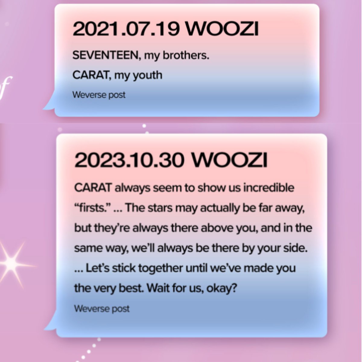 woozimedia's tweet photo. 10 years of seventeen in their words 🩷🩵 #우지 #woozi https://t.co/v0NJBWpgu9