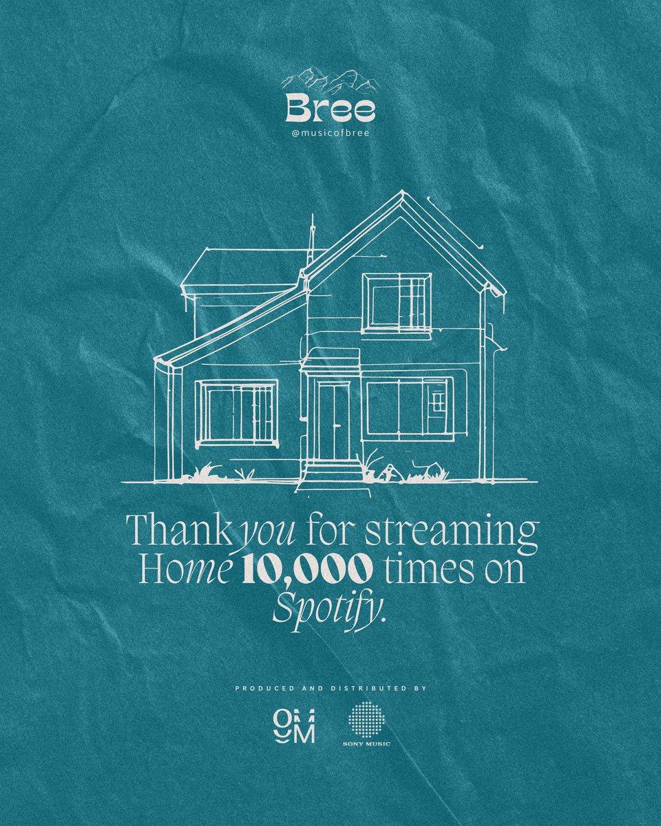 Breē (@musicofbree) on Twitter photo 10K streams for Home. 🩵
Thank you for streaming our newest single 10,000 times on Spotify. Home's sequel will be out in July. Keep on streaming Home today at spoti.fi/4lKYhwD 🗻
<a href="/offshoremusicph/">Offshore Music</a> <a href="/sonymusicph/">Sony Music Philippines</a> #Home #MusicOfBree #Streaming 10K streams for Home. 🩵
Thank you for streaming our newest single 10,000 times on Spotify. Home's sequel will be out in July. Keep on streaming Home today at spoti.fi/4lKYhwD 🗻
<a href="/offshoremusicph/">Offshore Music</a> <a href="/sonymusicph/">Sony Music Philippines</a> #Home #MusicOfBree #Streaming
