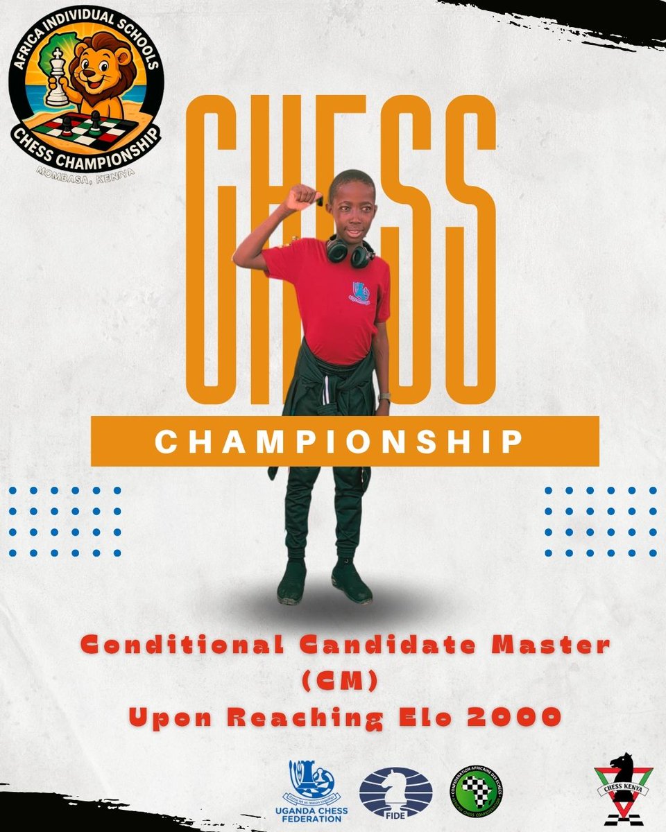 BaniBulletin's tweet image. 🔥 Uganda’s junior stars earn conditional FIDE titles at #AfricanSchools2025!

🥈 Francis Tumusiime – CM (U09)
🥈 Daniel Odokonyero – FM (U13)
🥉 Ronald Wabwire, Alvin Muhirwa – CM
🥉 Suhana Yadav – WCM
Titles await once rating milestones are met! 📈♟️
#ChessUganda #RisingStars