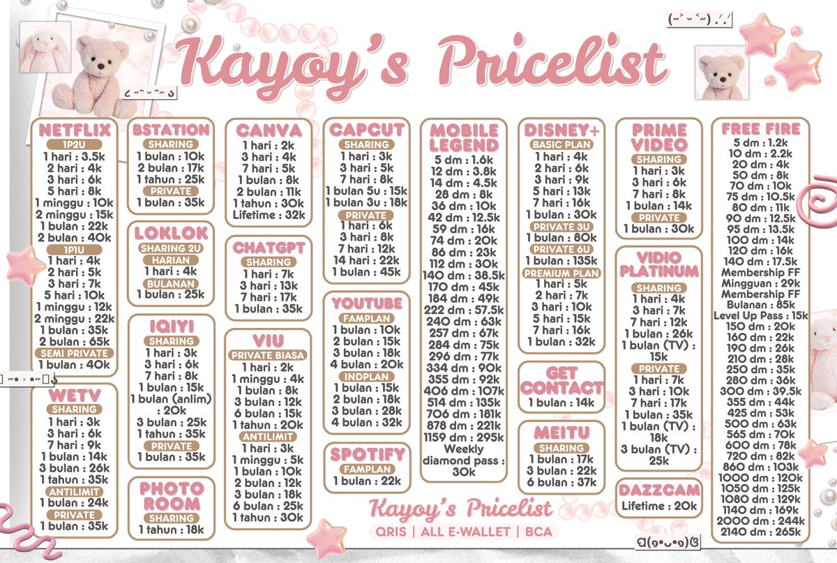 HALOO SEMUAAA!! AKU OPEN YAAA READY SEMUA PREMIUM APPS &amp; TOP UP FF ML
CUSS LANGSUNG ORDER YAWWW!! 
💌 :wa.me/6285702515146
#zonauang #zonajajan