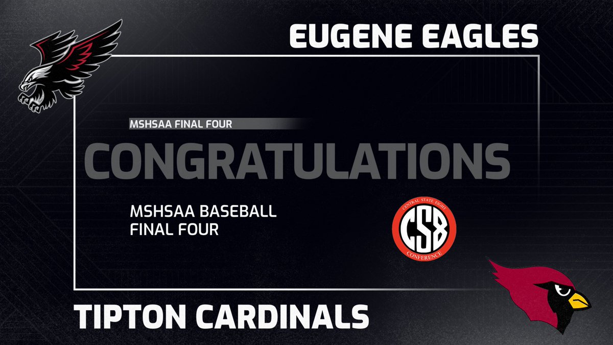 Central State 8 (@centralstate8) on Twitter photo Congratulations to the Eugene Eagles and the Tipton Cardinals for advancing to the Class 2 Baseball Final Four!!! #CS8 <a href="/R_VilleStudents/">RHS Student Body</a> <a href="/ColeRV1/">Cole County R-V School</a> <a href="/FayetteFalcons/">Fayette High School</a> <a href="/ActivitiesNbhs/">NBHS Activities</a> <a href="/AthleticsSCHS/">SC Athletics</a> @HarrisburgAth <a href="/Linn_Athletics/">Linn Athletic Department</a> <a href="/THSActivities1/">Tipton MS/HS</a> Congratulations to the Eugene Eagles and the Tipton Cardinals for advancing to the Class 2 Baseball Final Four!!! #CS8 <a href="/R_VilleStudents/">RHS Student Body</a> <a href="/ColeRV1/">Cole County R-V School</a> <a href="/FayetteFalcons/">Fayette High School</a> <a href="/ActivitiesNbhs/">NBHS Activities</a> <a href="/AthleticsSCHS/">SC Athletics</a> @HarrisburgAth <a href="/Linn_Athletics/">Linn Athletic Department</a> <a href="/THSActivities1/">Tipton MS/HS</a>