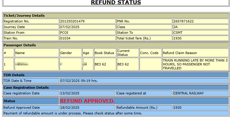 GurunathV's tweet photo. @RailMinIndia @AshwiniVaishnaw @RailMadad @drmncrald It has been more than 3 months, but i did not received the TDR refund yet. please process it.
also please improve turnaround time for refund in future https://t.co/MFuW4EbFOZ