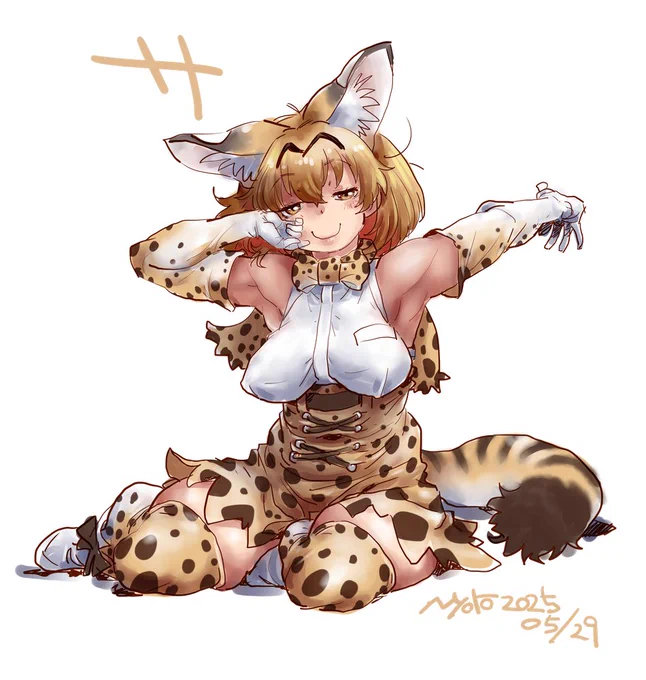 格闘戦で強そうなマッシブ寄りのサーバルちゃん描けた 