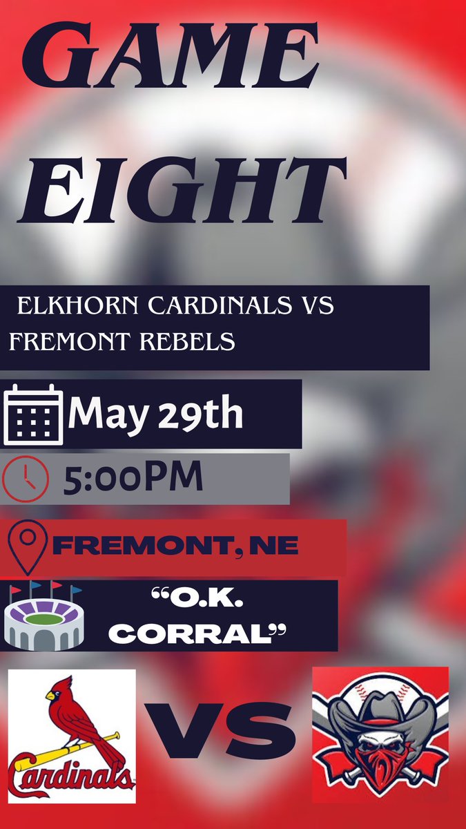 Rebels7u's tweet photo. After a postponement Tuesday night we are finally back in action at home!

GAME 8️⃣ 
🐦‍🔥🆚 🤠
⏰: 5:00 PM
🏟️: “O.K. CORRAL”
📍: FREMONT, NE
☁️: 68 •
📺: FREMONT REBELS 7U SCHWERS GAMECHANGER
📊: FREMONT REBELS 7U SCHWERS GAMECHANGER
#rebels #rebelsbaseball #JoinTheRebellion https://t.co/YP3FGo1utF