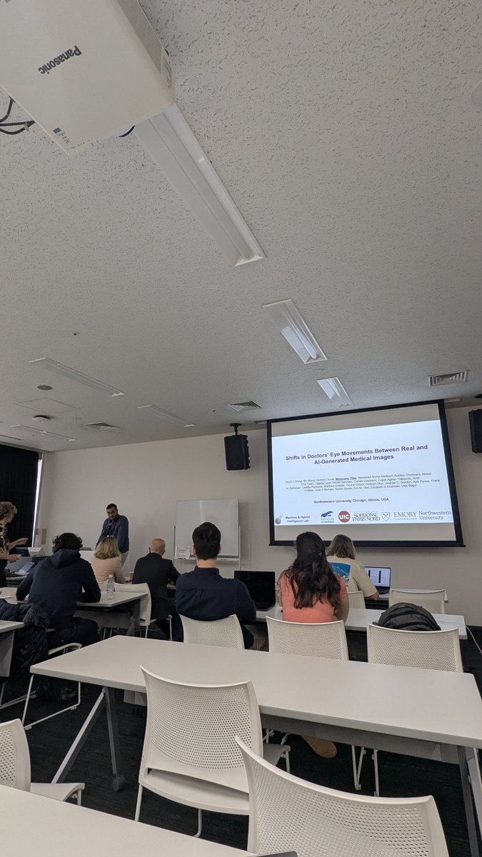 AbdrabouYasmeen's tweet photo. Happening now, the first session of #GenEAI at @ETRA_conference with three papers on 1) enhancing the medical domain, 2) detecting learning disorders and finally, 3) enhancing eye tracking with LLM insights
#ETRA2025 ๐ฏ๐ต https://t.co/fefhn7GPR7