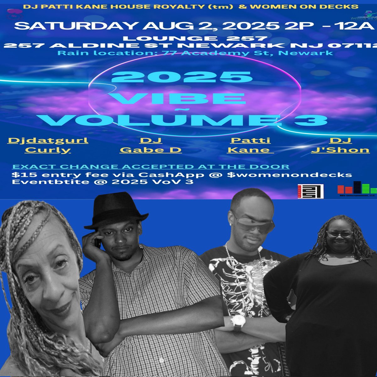 Enjoy great food, outstanding music, and non-stop entertainment at VoV 3 2025. 
Sat, Aug 2
2P - midnight
Lounge 257
257 Aldine St Newark 07205
(Rain Location 77 Academy Street Newark 07102)

Early purchase price $10 with the following link
eventbrite.com/e/2025-vov-3-t…